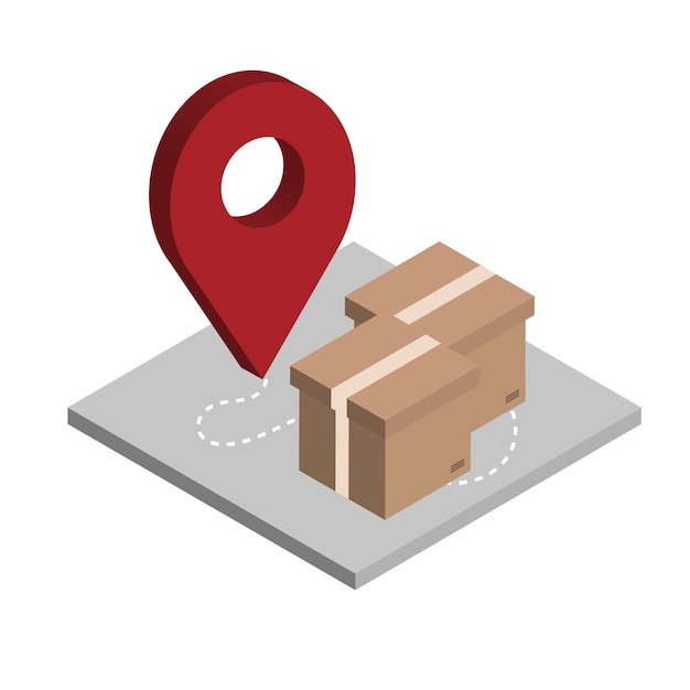 Relocation isometric icon with boxes isolated icon moving and delivery concept