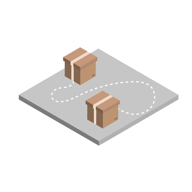 Vector relocation isometric icon with boxes isolated icon moving and delivery concept