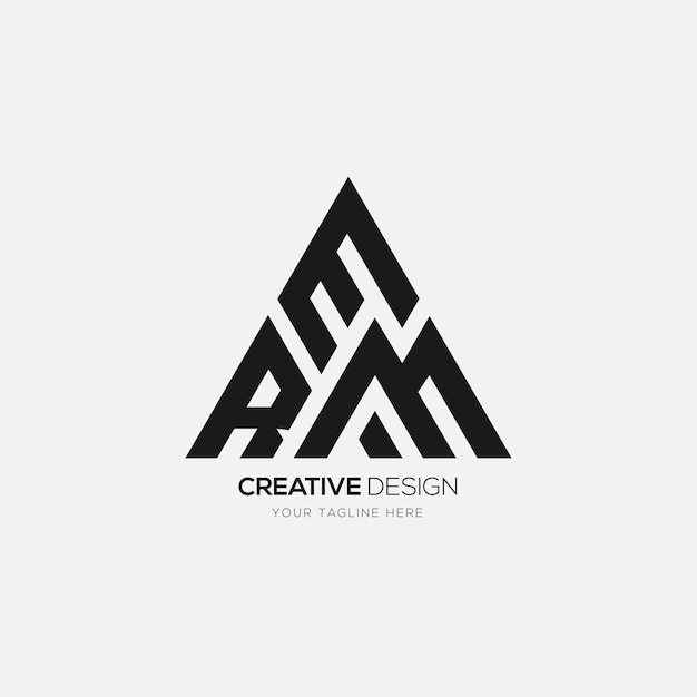 Vector rem or mer triangle creative letter monogram logo