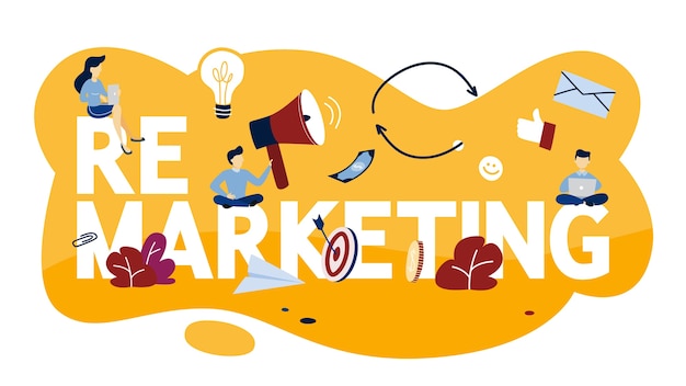 리 마케팅 개념 그림. 판매 증가를위한 사업 전략 또는 캠페인. 삽화