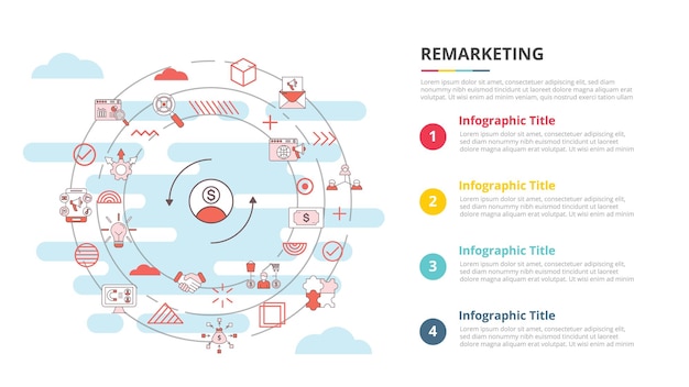 Vector remarketing concept for infographic template banner with four point list information
