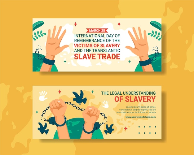 Vector remembrance of the victims of slavery and the transatlantic slave trade day horizontal banner