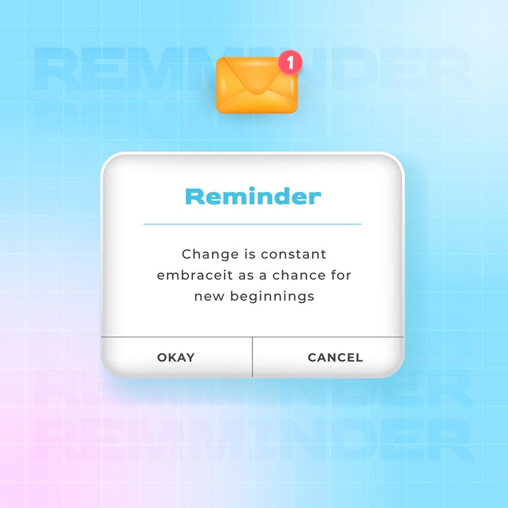 Vector reminder on colorful gradient background instagram post template