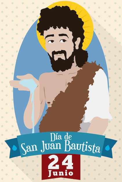 Vector reminder date and portrait for saint john's eve in spanish and flat style with long shadow