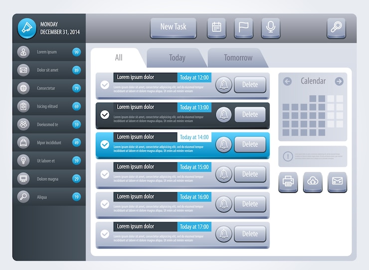 Vector reminder interface. templates for website or applications.  .