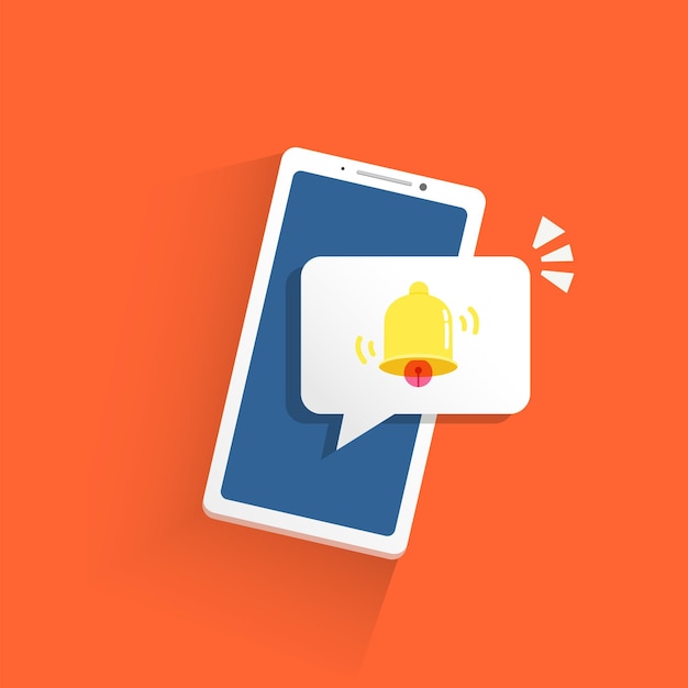 Vector reminder notification concept reminder notification on the smartphone screen vector illustration in flat style