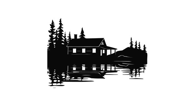 Remote cabin bliss lakeside silhouette