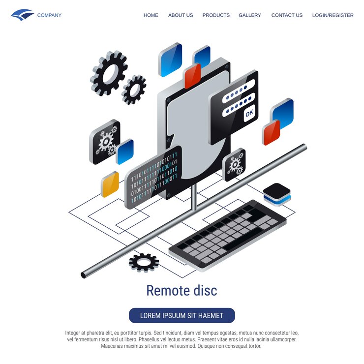 Vector remote disc 3d isometric vector concept illustration