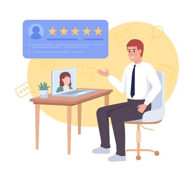 remote job interview 2d vector isolated illustration