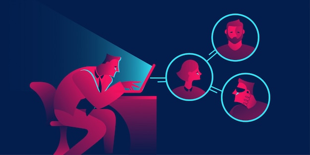 remote team, conference, chat business concept