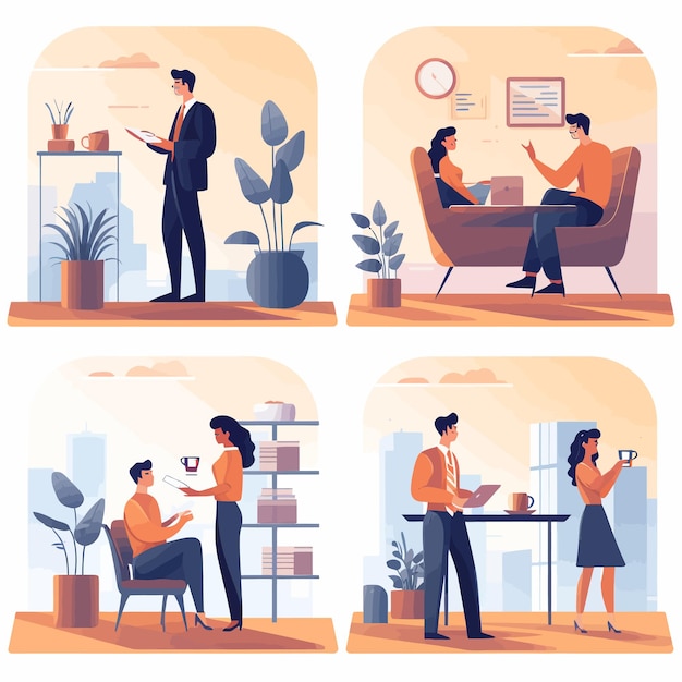 Vector remote work diversity illustration