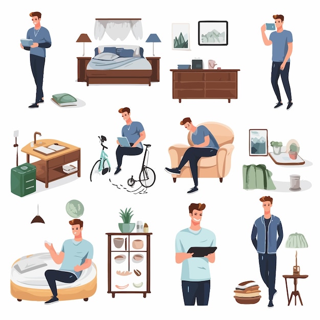 Vector remote work diversity illustration