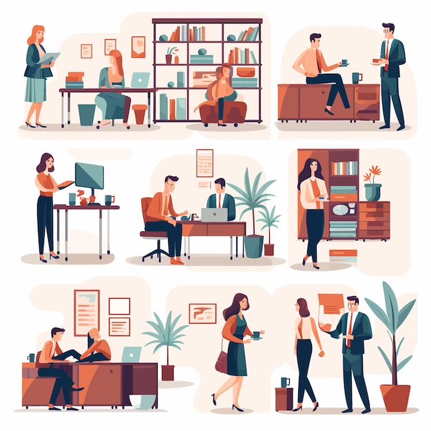 Vector remote work diversity illustration