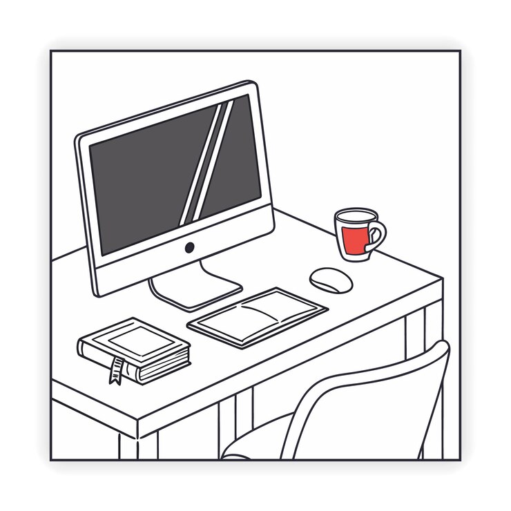Vector remote work and freelancing doodle icons