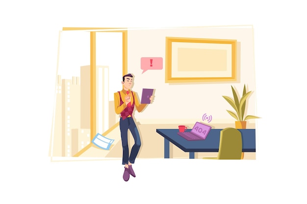 Vector remote working illustration concept on white background