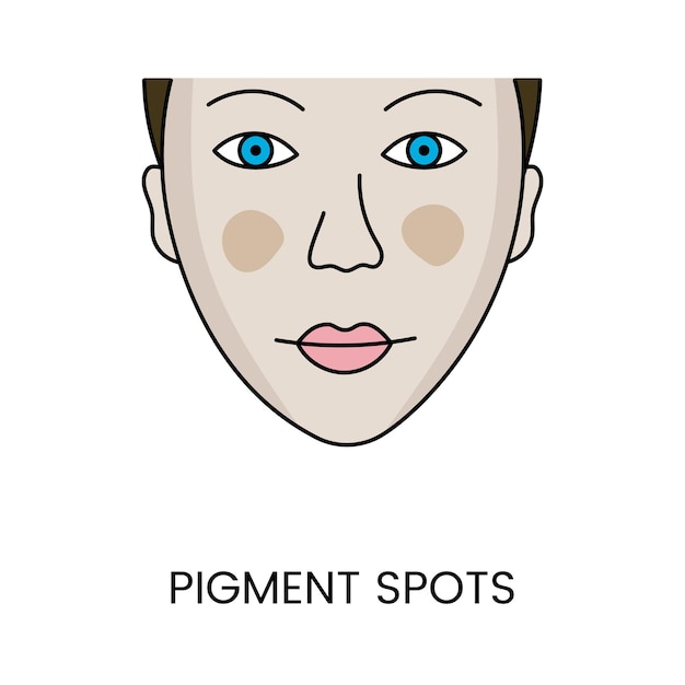 Removal of age spots with laser cosmetology in vector woman's face with pigmentation