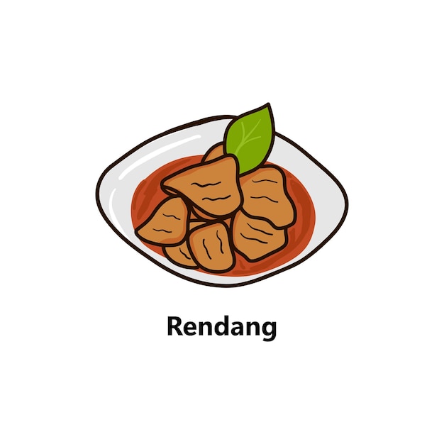 Rendang Indonesische traditionele voedselvectorillustratie