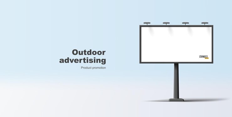 Vector render style outdoor highway billboard for advertising ooh poster print large canvas with lights