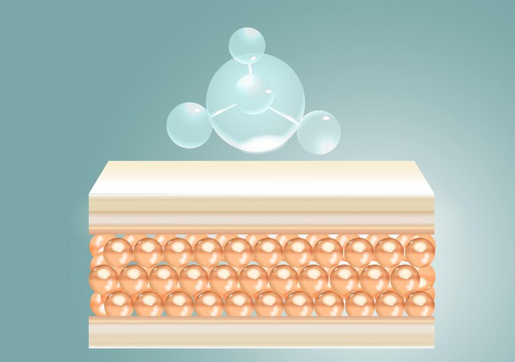Vector rendering 3d kosmetik serum blue bubble
