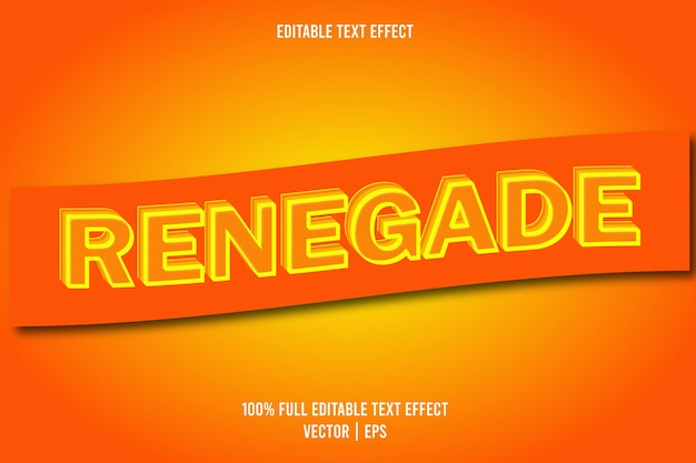 Renegade 3 dimension teksteffect oranje kleur