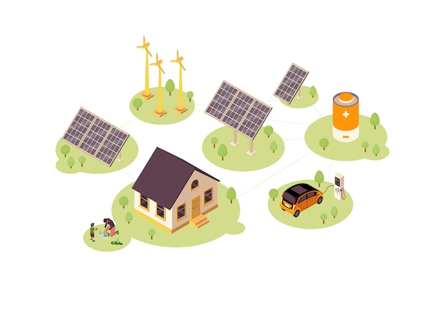 Renewable energy color illustration