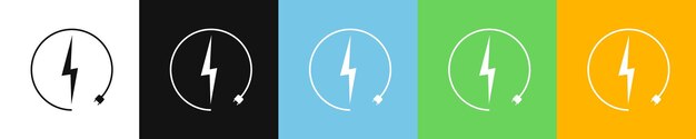 Vector renewable energy icons graphic design template lightning bolt