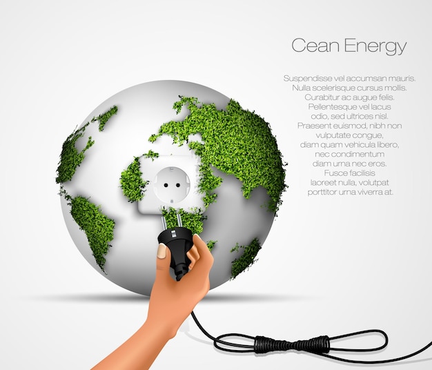 Renewable energy infographics with elements of the water of the sun wind and earth