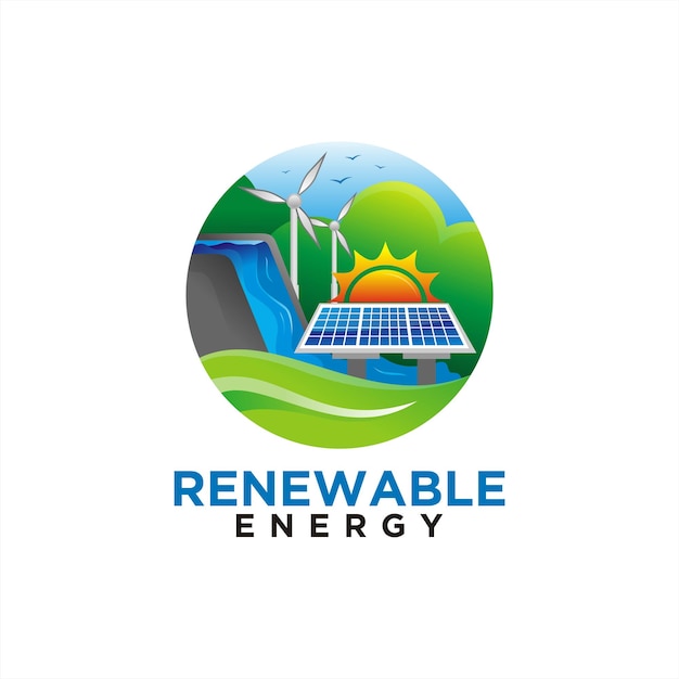 Energia rinnovabile logo design o icona vettore e illustrazione