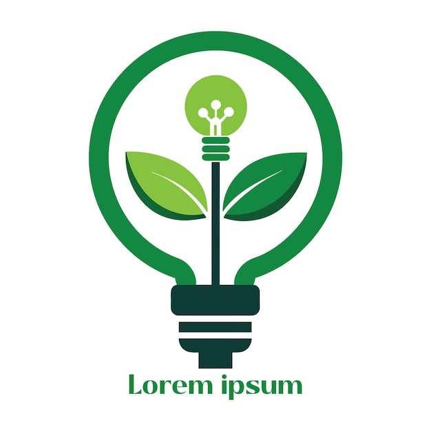 Vector renewable energy resources logo light bulb with plant in it eco friendly energy logo