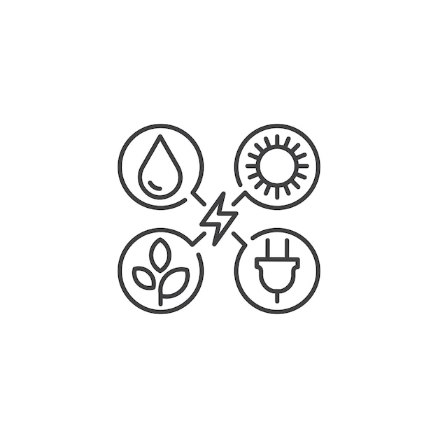 Renewable energy Vector outline icon template