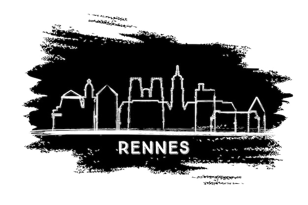 Rennes france city skyline silhouette hand drawn sketch