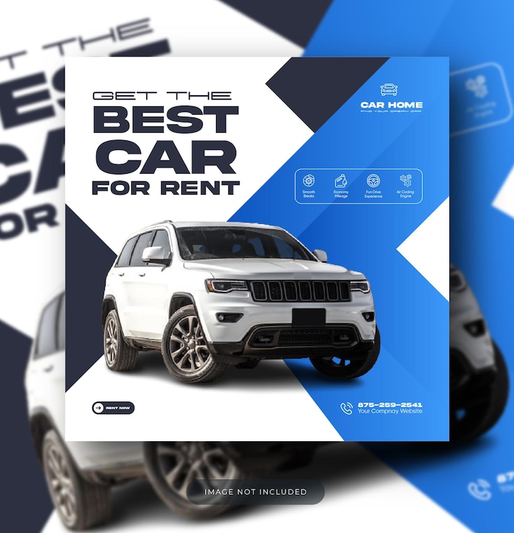 Vector rent a car and car sale social media post banner or instagram post template design