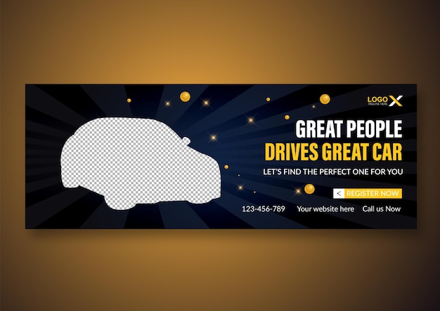 Rent car offer social media cover and web banner template