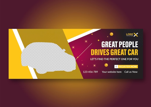 Rent car offer social media cover and web banner template