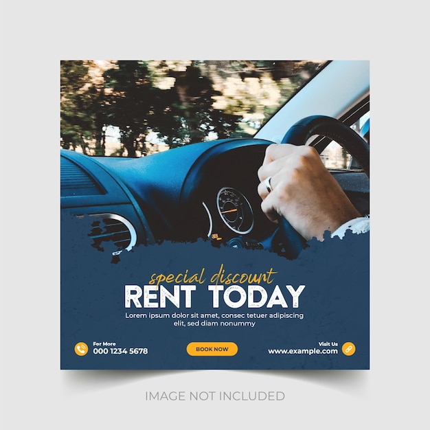 Vector rent a car service creative social media instagram post banner design or square flyer