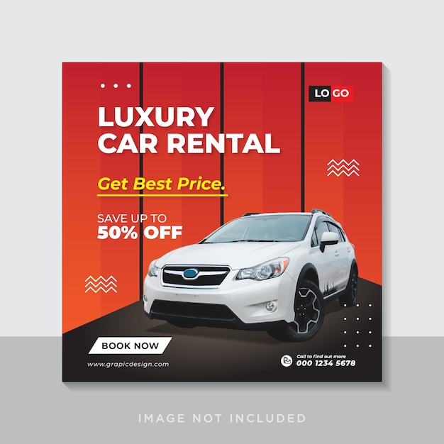 Vector rent car for social media instagram post banner template