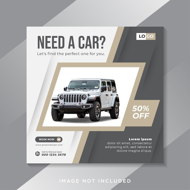 Rent car for social media instagram post banner template