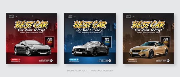 Rent car for social media instagram post banner template