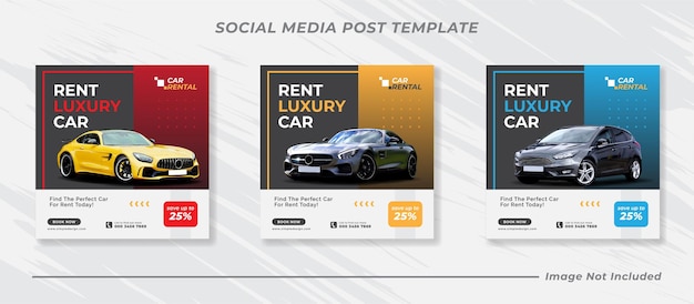 Rent car for social media instagram post banner template