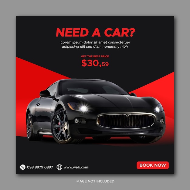 Vector rent car for social media instagram post template