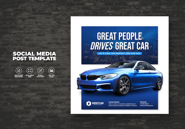 Vector rent car for social media post banner new template