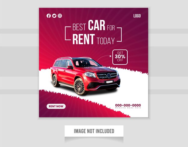 Vector rent car social media post template design