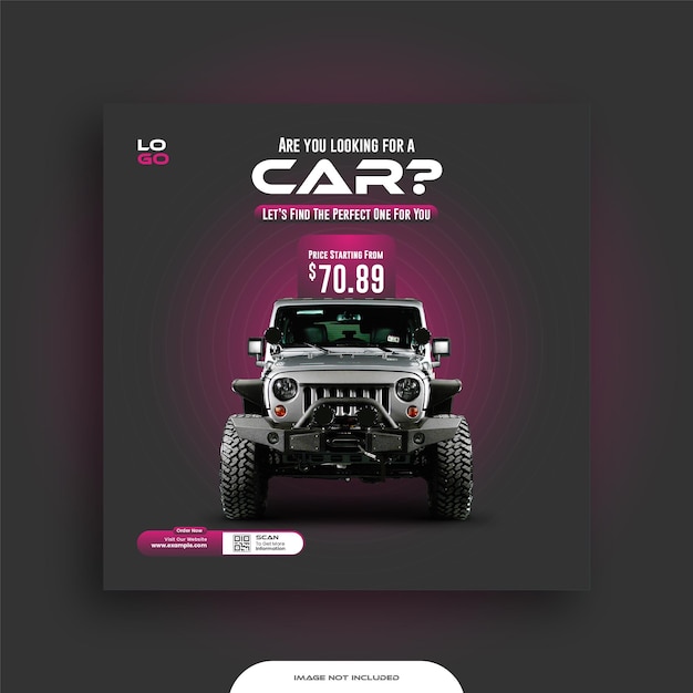 Rent car social media post template or instagram post template