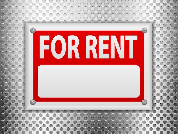 Vector for rent sign board on metal