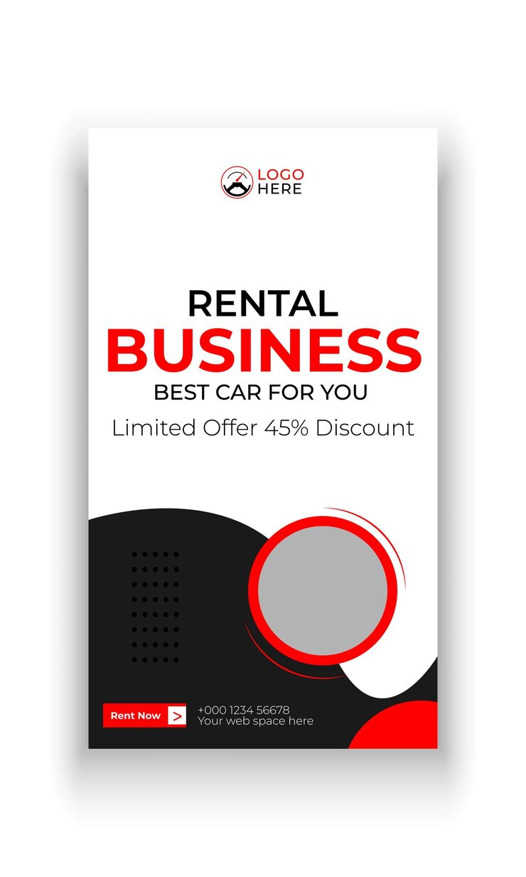 Vector rental business social media story banner template