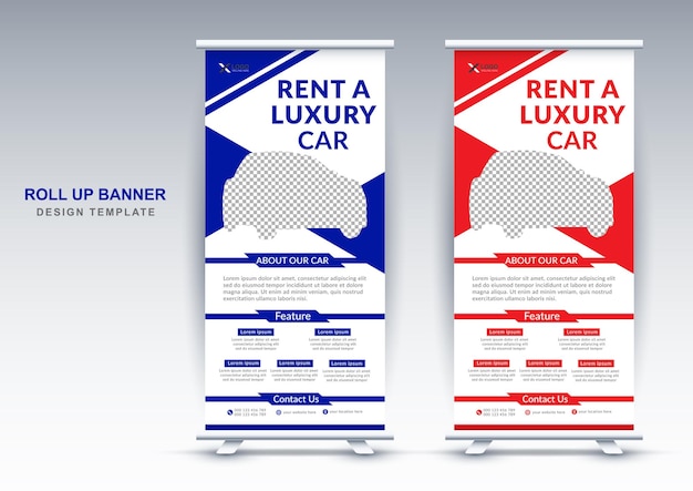 Rental car agency business rollup banner design template