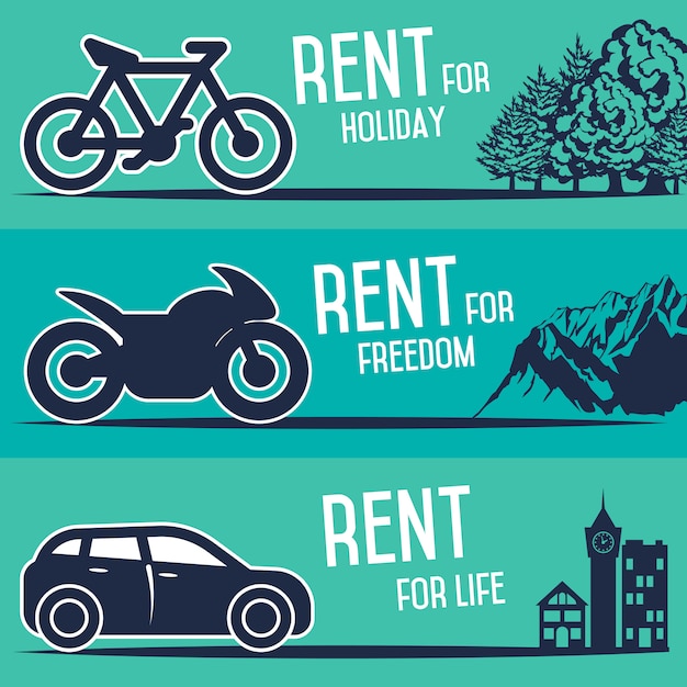 Rental car and other transport banners.