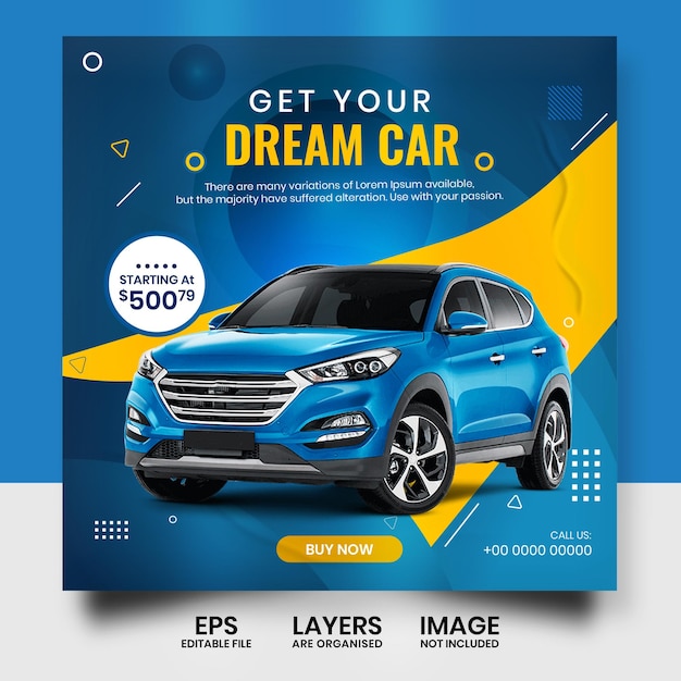 Rental car promotional banner post design