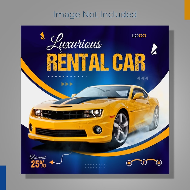 Дизайн поста в социальных сетях о продаже арендованных автомобилей или шаблон веб-баннера современного корпоративного бизнеса в instagram