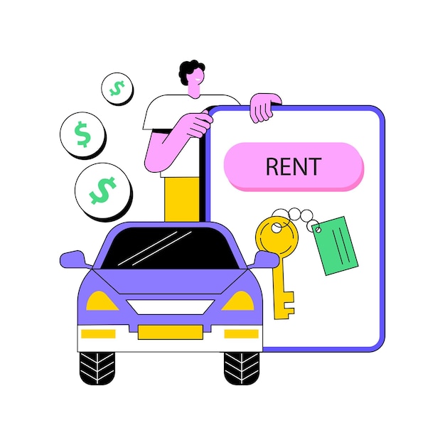 Vector rental car service abstract concept vector illustration